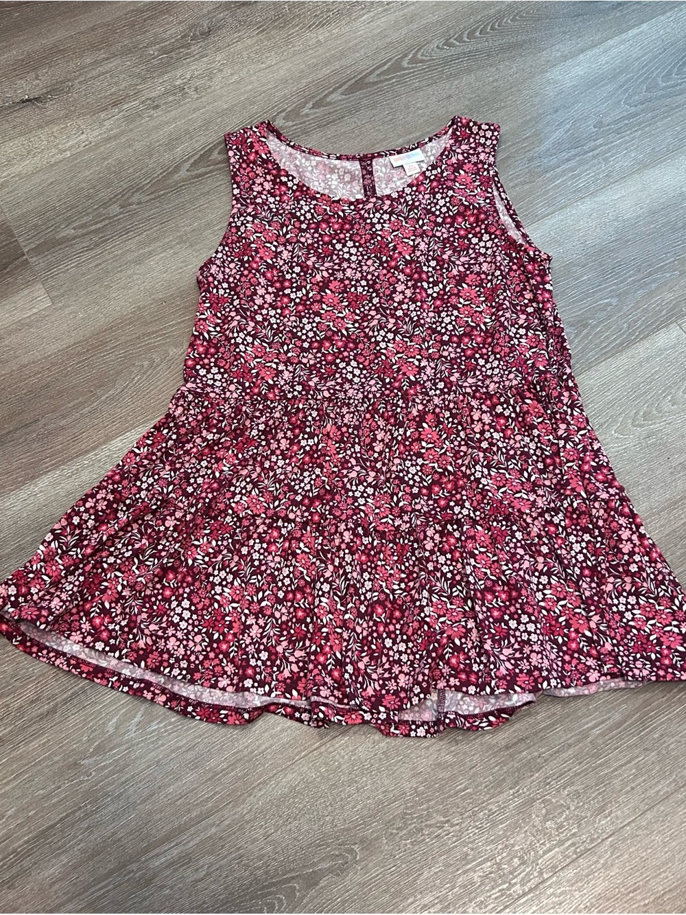 LuLaRoe Pink Floral Sleeveless Flare Tank